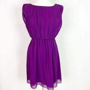ALICE + OLIVIA SILK PURPLE SLEEVELESS FIT AND FLARE DRESS SZ SMALL